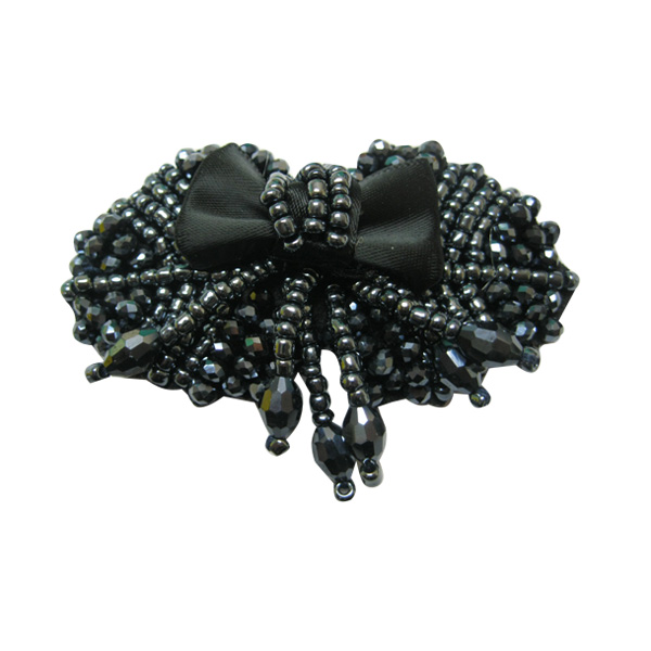 AC147,Beading Ornamanets ,beaded flowers,shoe fitting of beaded flowers,lately  black shoe fitting of beaded flowers